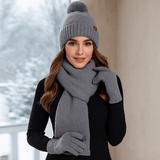 Set cappello-sciarpa-guanti donna inverno caldo in lana morbida