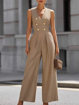 Tuta Intera Gessata Doppiopetto a Gamba Larga