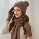 Set cappello-sciarpa-guanti donna inverno caldo in lana morbida